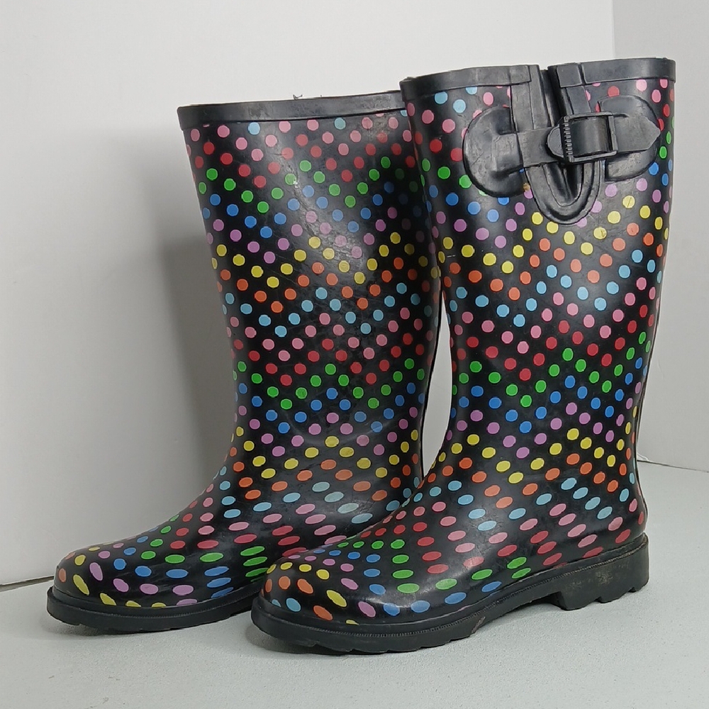 Nameless - Rubber Rain Boots - Multi Colored Polka Dots - 6